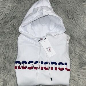 Rossignol White Hoodie with Multicolor Logo